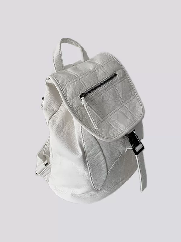 (Cross-border trading), white retro backpack, capacious purse, bag, American style, drawstring