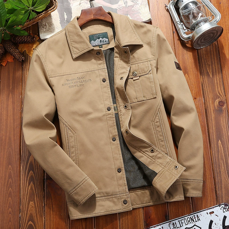 Весенне-осенняя мужская повседневная рабочая одежда, хлопковая куртка, Мужская куртка среднего и пожилого возраста, свободная куртка больших размеров 6630