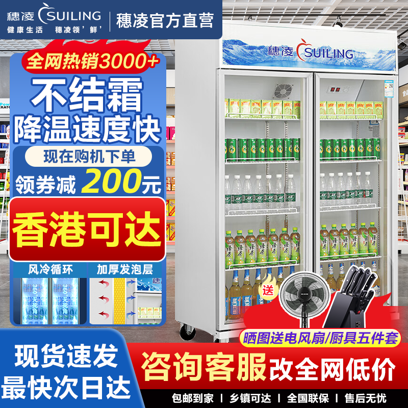 穗凌展示柜冷藏保鲜柜商用立式双门饮料柜水果超市风冷无霜冰柜