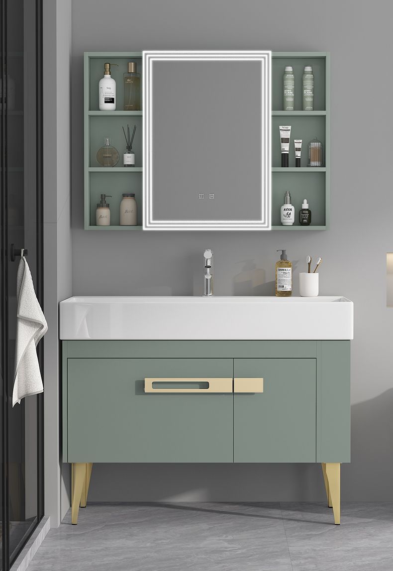 Light luxury bathroom cabinet set with washbasin, modern floor-standing washbasin with side cabinet, smart bathroom cabinet new style, simple and elegant undefined