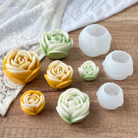 玫瑰花模具香薰蜡烛模具糕点蛋糕模具食品硅胶模具3D立体花摆件