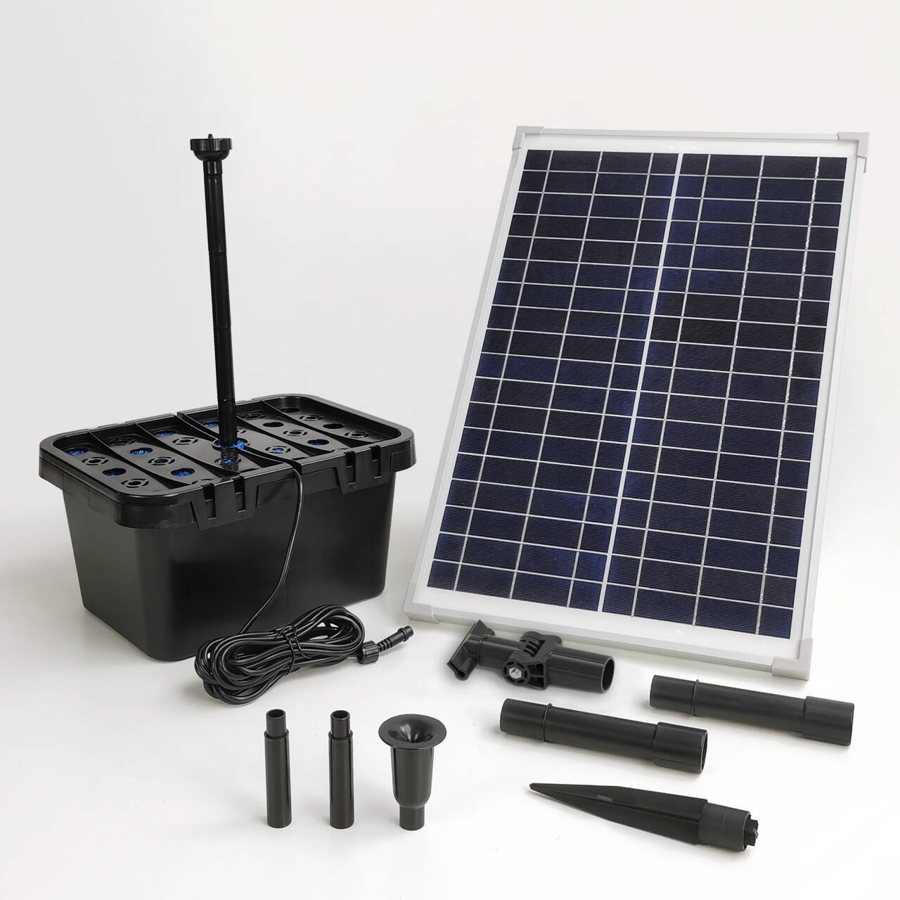 DC18V太阳能喷泉泵带过滤桶花园池塘景观泵-SP25-501210D-F