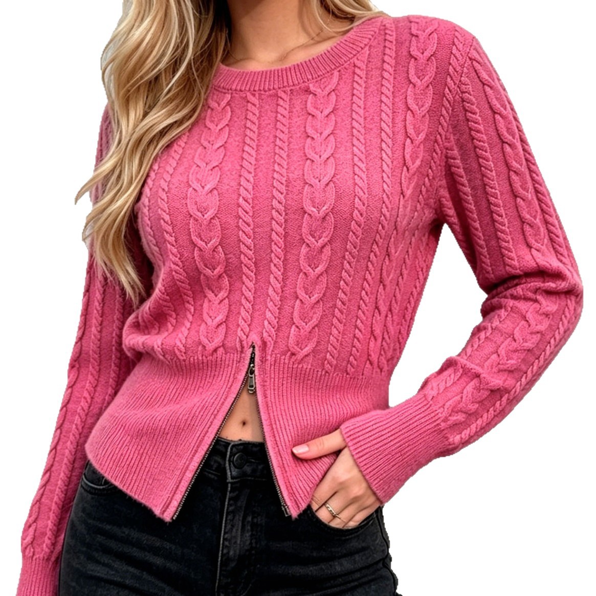 2026 ny europæisk og amerikansk stil strikket cardigan til kvinder kort rundhalset slim sweater jakke grænseoverskridende mode top