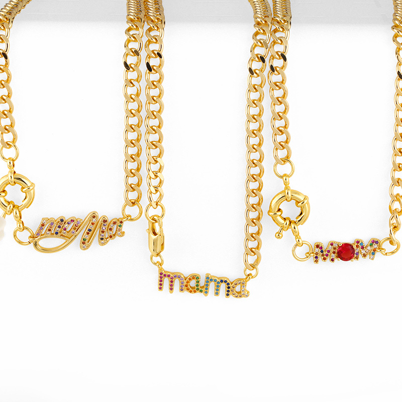 Mother's Day New Simple Cuban Mama Chain Necklace display picture 8