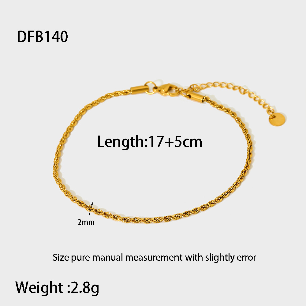 304 Stainless Steel Pendant Material IG Style Geometric 304 Stainless Steel Twisted Rope Chain Chain Necklace In Bulk