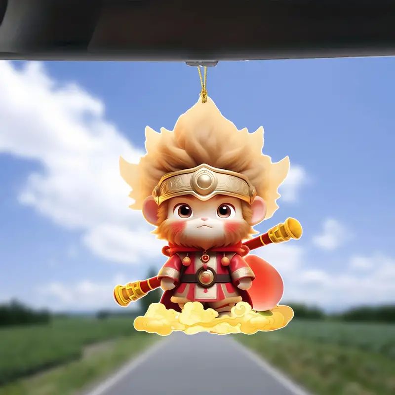 Creativo encantador dibujo animado Sun Wukong colgante acrílico plano transfronterizo nuevo colgante de llaver colgante decoración image 1