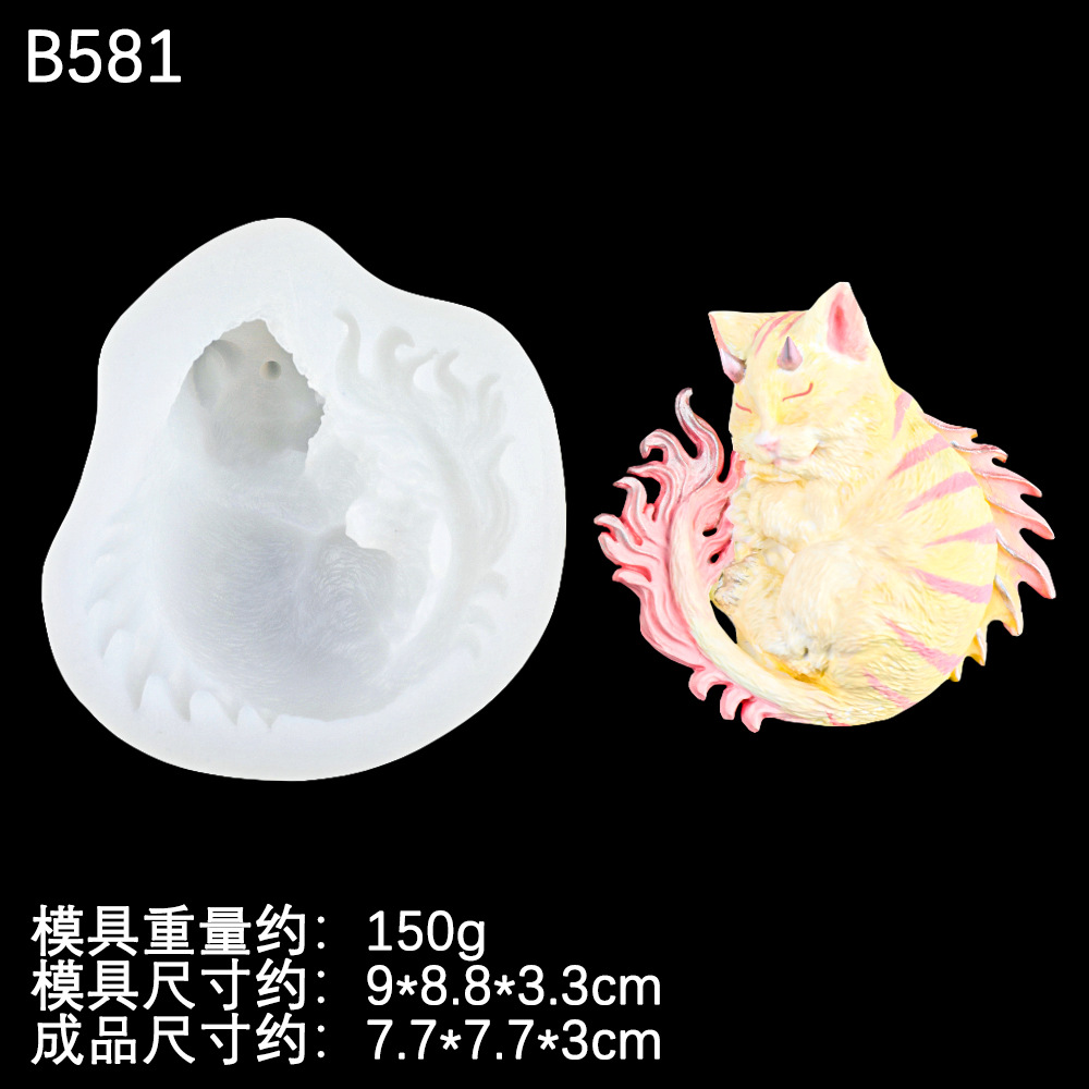Sleeping Devil Cat Aromaterapia Yeso Decoración de coche Molde de silicona Diy Jabón hecho a mano Molde amasador de resina epoxi