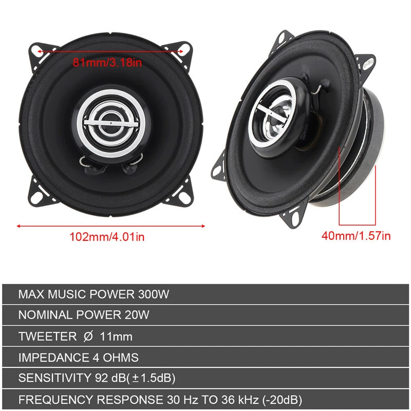 倚野狼 4-inch 2-way coaxial car speaker car speaker medium and low tweeter host direct push bass