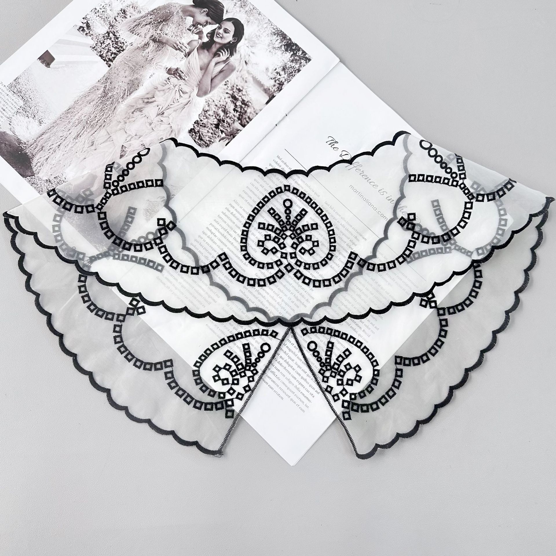 Accesorios de ropa nuevos niños encaje falso collar niños bordados flores ropa de una sola capa ropa infantil decoración de vestido image 5