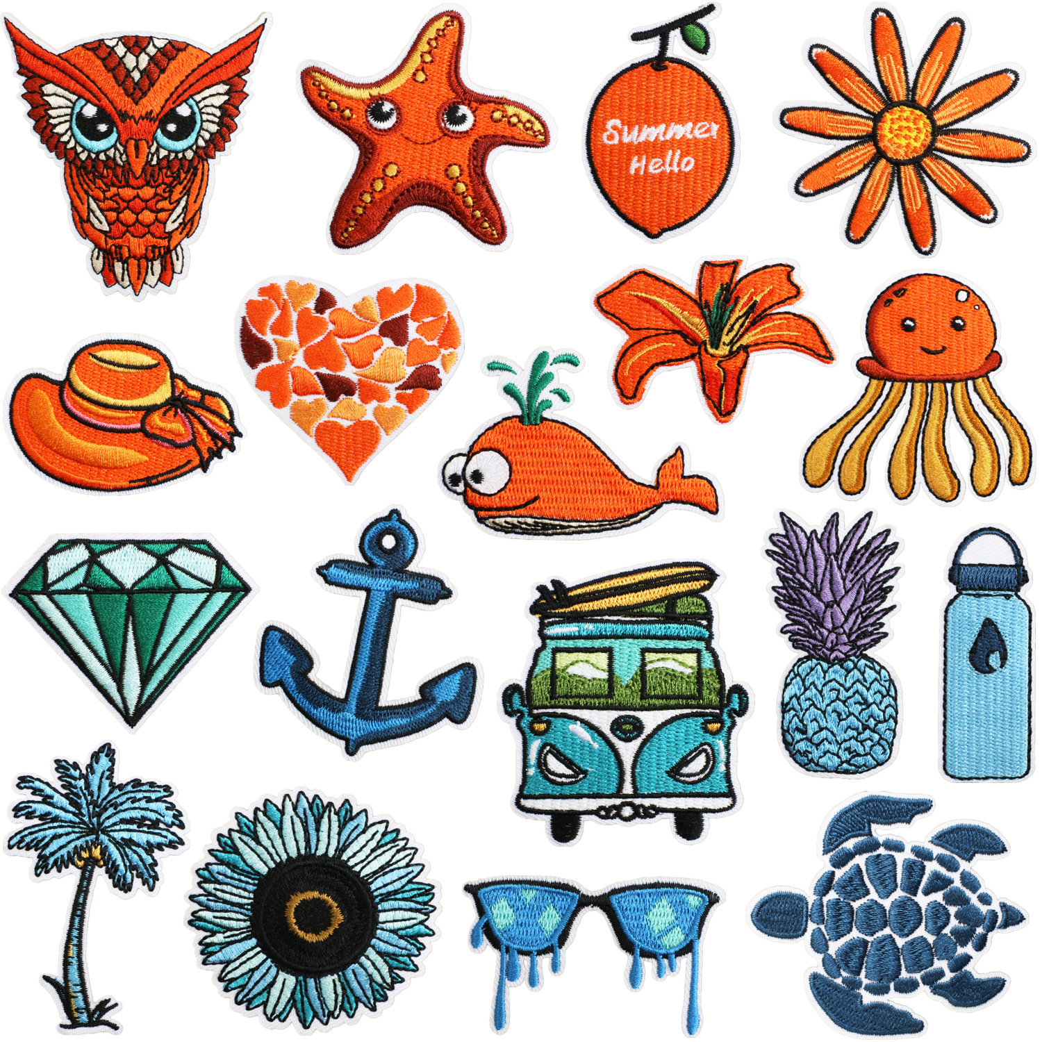 鲸鱼水母刺绣布贴包包装饰海星补丁贴电脑绣花标耶树卡通刺绣贴