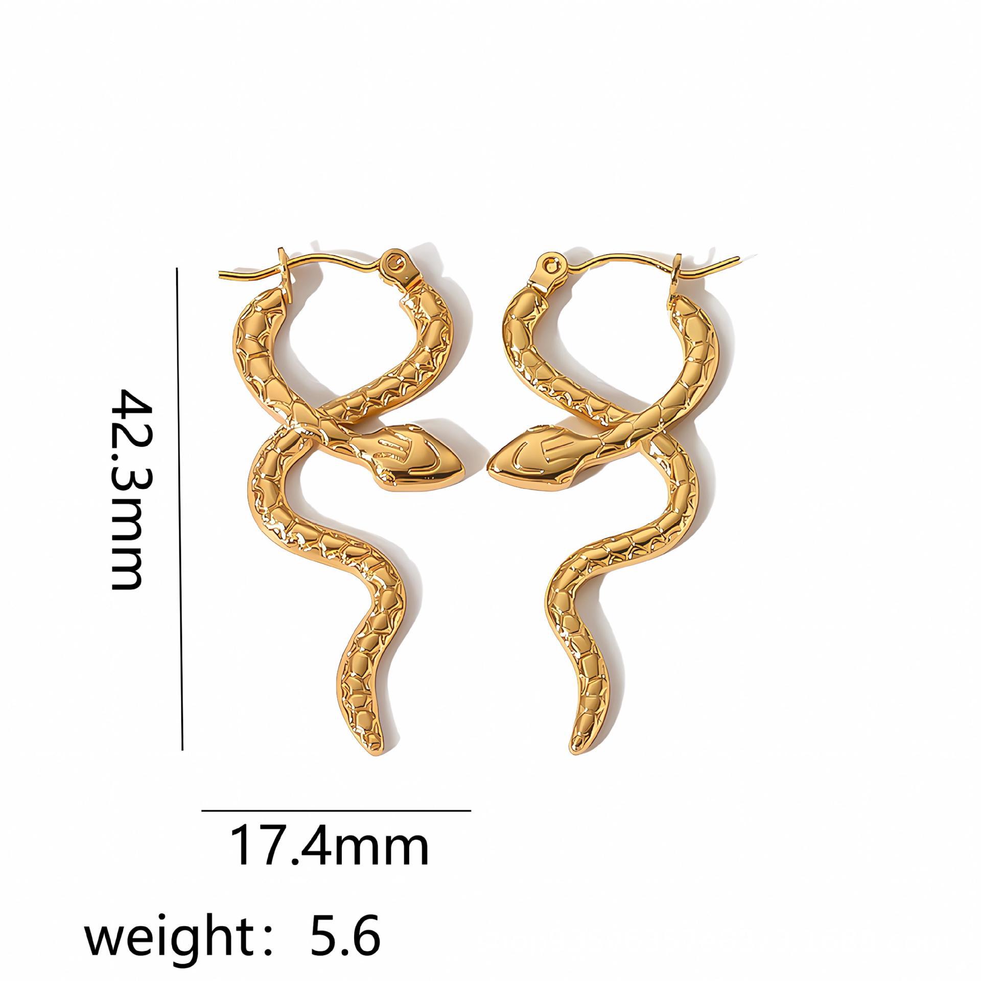 1 Pair Cool Style Snake Plating Stainless Steel Earrings display picture 2