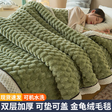 A类牛奶绒毛毯冬季加厚保暖盖毯办公室午睡毯雕花珊瑚绒沙发毯子a