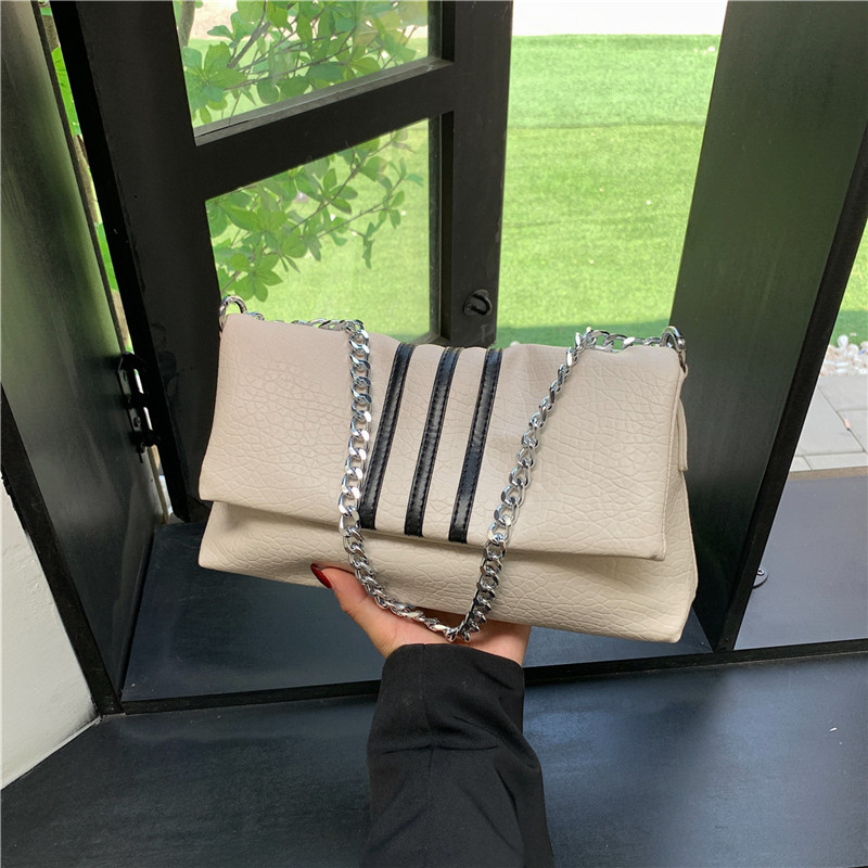 Korean Fashion Chain Bag 2023 Summer New Handbag Lychee Pattern Shoulder Bag Simple Versatile Crossbody Bag Women_voghion.com