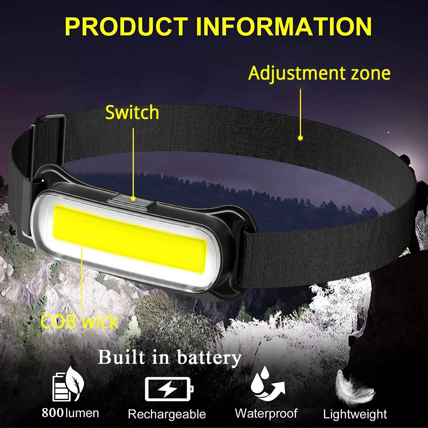 Faros de cabeza de luz fuerte de larga duración, batería de litio, carrera nocturna, faros de pesca, faros militares de carga portátiles, lámparas mineras de luz brillante image 3