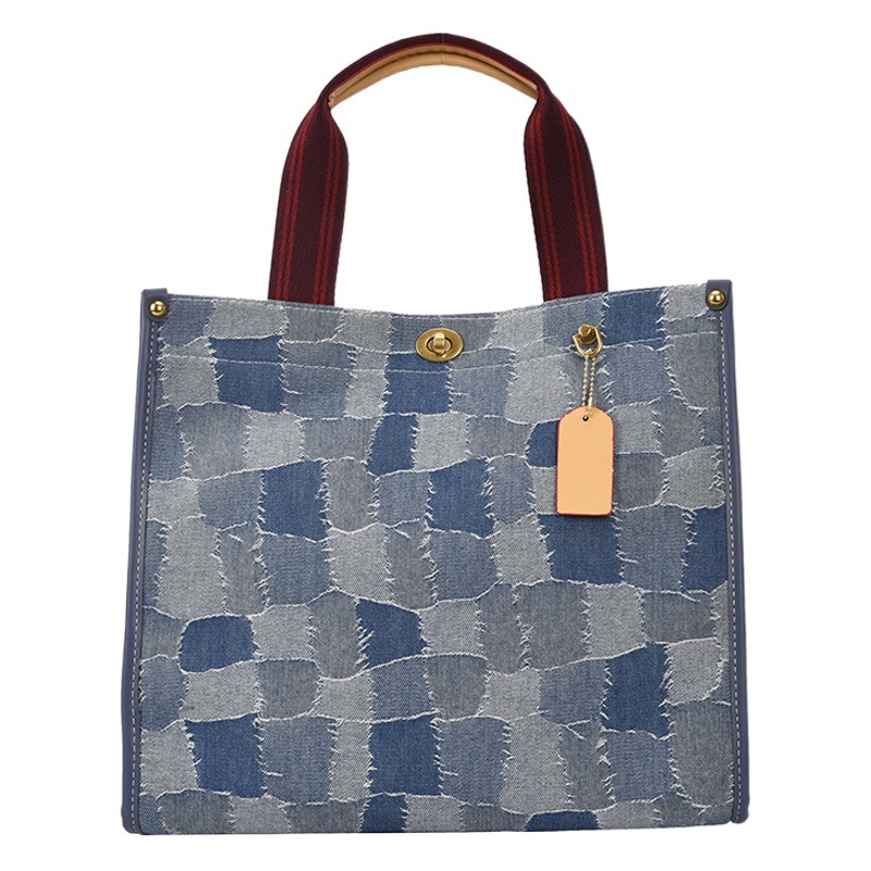 Denim bolsa portátil de gran capacidad femenina 2022 transfronteriza nueva bolsa de mensajero de hombro bolsa de mano retro en stock