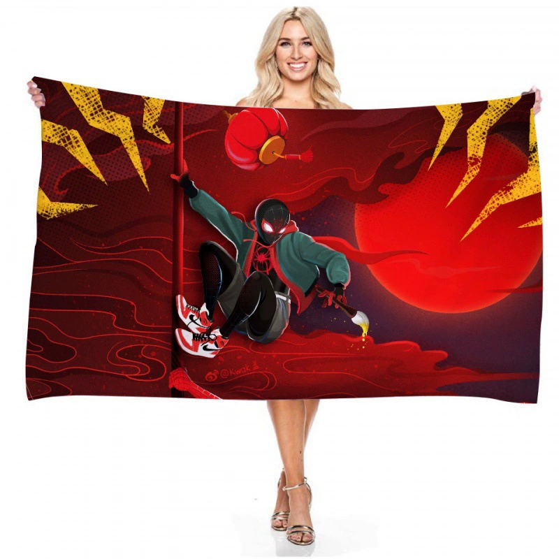 Прямые поставки через границу серия Marvel Spider-Man цифровая печать длинное основание пляжное полотенце полотенце полотенце