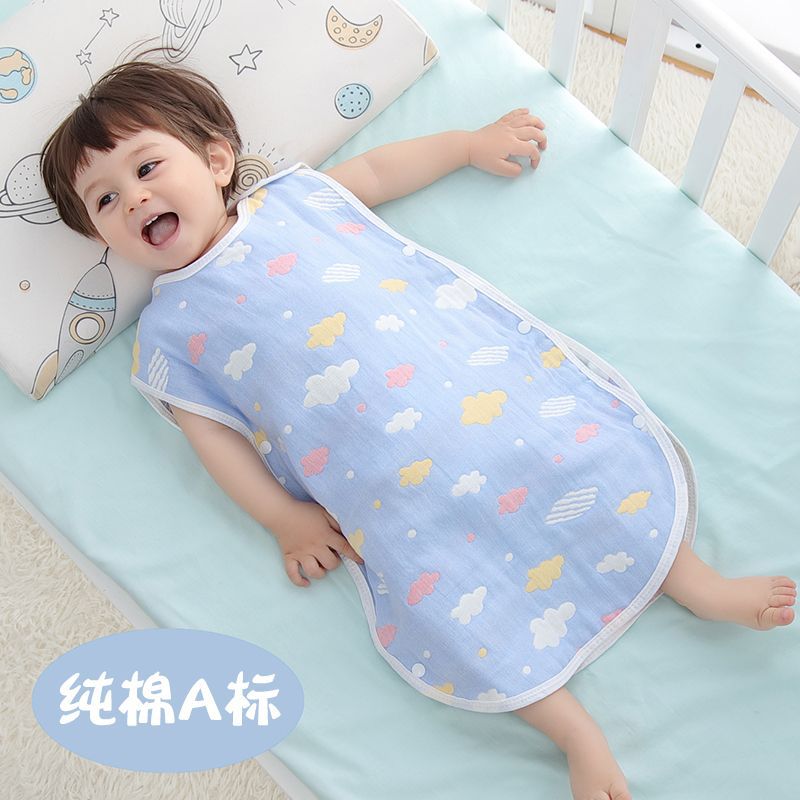 Pure Cotton Sleeping Bag Six-Layer Gauze Baby Summer Thin Vest-Style Sleeveless Spring and Autumn Baby Belly Protection Anti-Kick Quilt