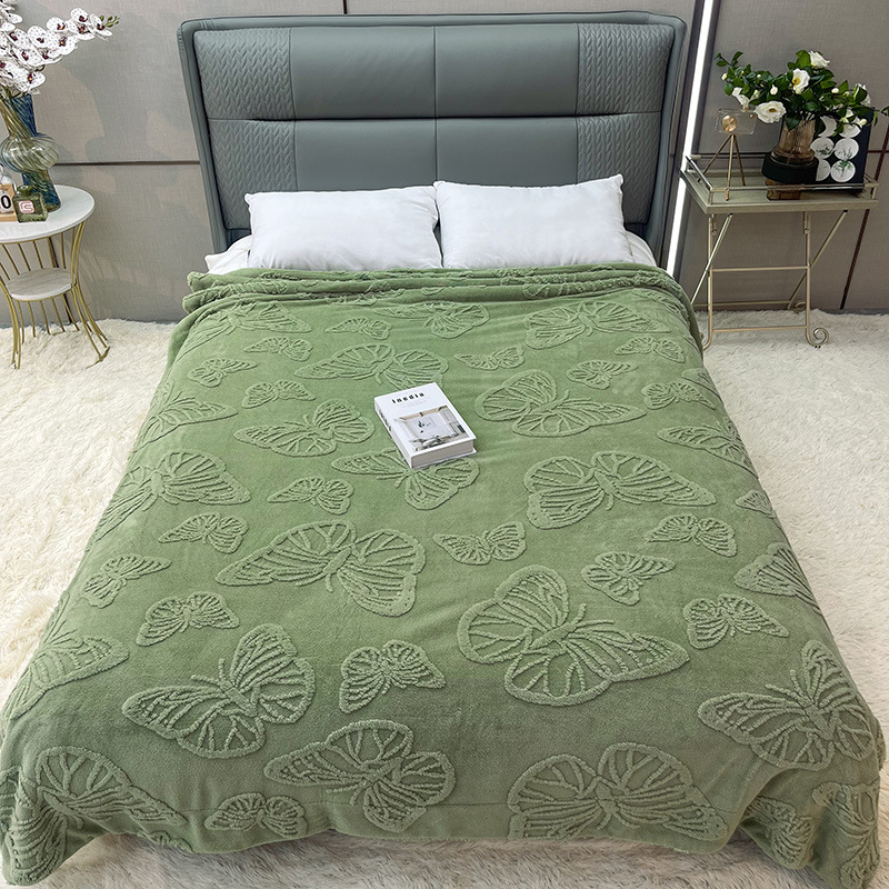 Comercio electrónico transfronterizo 2025 Pagoda de flores de mariposa Manta de terciopelo de cordero Manta gruesa y cálida Manta de color sólido de comercio exterior