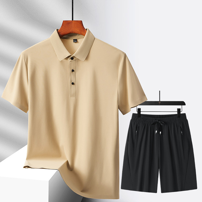 Nuevo traje de ocio deportivo, traje de ocio de hielo multicolor opcional, pantalones cortos de polo, un juego de color sólido para hombres y mujeres