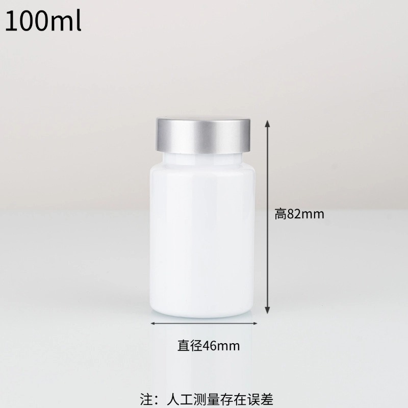 Botella de plástico PET con tapa, botella de grado alimenticio para caramelos en tabletas, tabletas de calcio con aceite de pescado de 100 ml, botella de plástico para vitaminas, botella vacía image 8