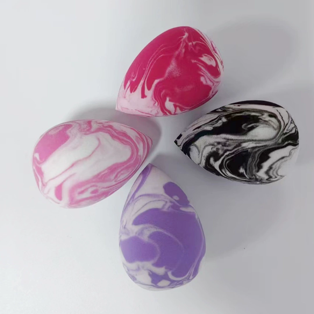 Спонж для макияжа «beauty egg», с лососевым мраморным узором, для влажного и сухого применения — каплевидный/тыквовидный/косой срез