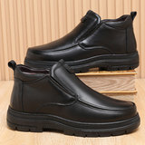 Зимняя обувь, утепленные туфли, мужские сапоги на платформе, из натуральной кожи