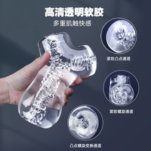 SHAKI夏奇飞机杯男用手动全透明g双头双人螺旋贯通ay训练自慰器