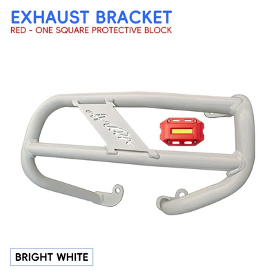 Motorcycle bumper — and rear exhaust pipe bumpers - whiteenhanced-exhaust-bar-red-protective-block