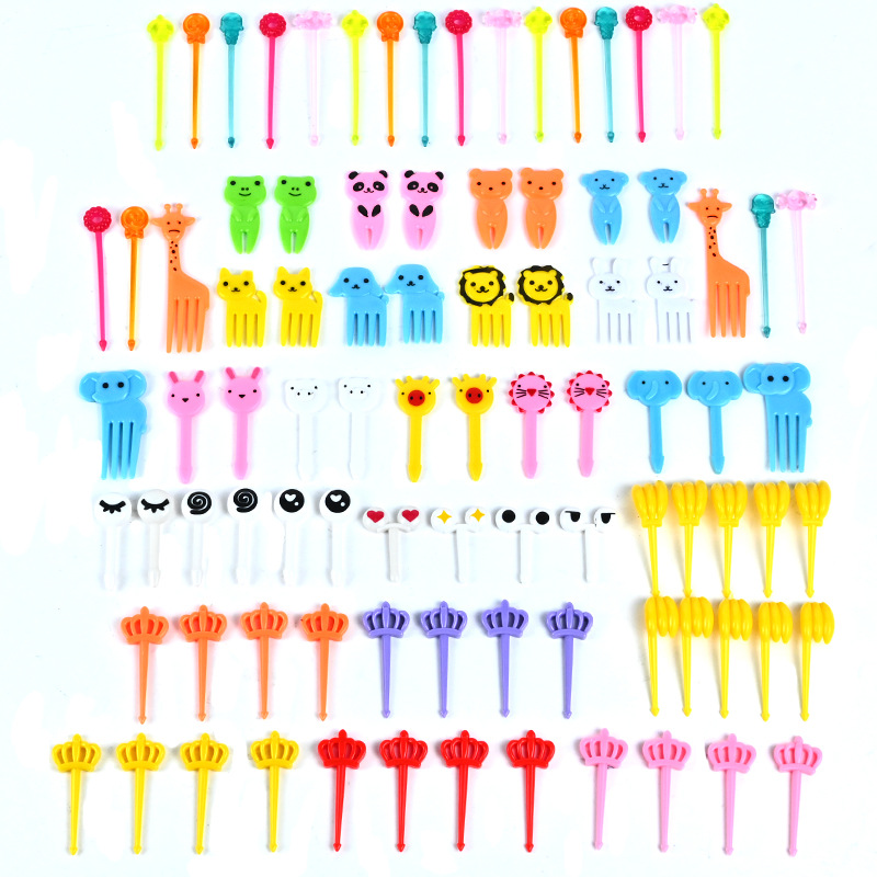 Uso doméstico Cartoon Tenedores para fruta para niños Creativo Animales para niños Set de palillos de plástico para fruta Palillos para fiambrera
