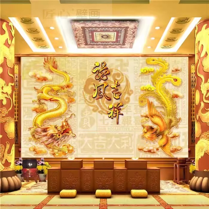 墙布藏式佛堂背景墙纸顶棚祥云壁纸全屋寺庙莲花吊顶吉祥八宝壁布|undefined