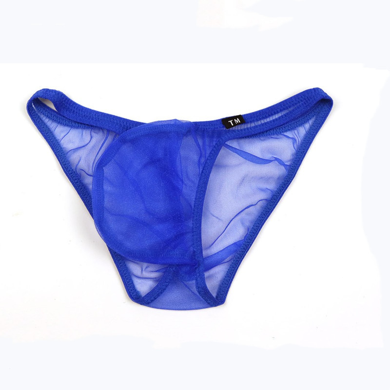 Men's Triangle Mesh Translucent Sexy Pouch Low-Waist Young Men's Briefs Transparent Sexy Retail Manufacturer