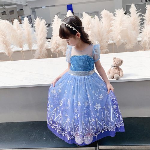  Halloween Girls Elsa Dress Summer Baby Style Skirt Summer Dress Girls Children Elsa Princess