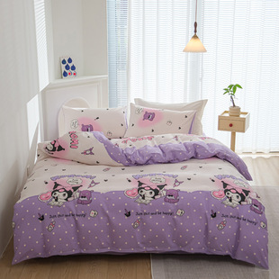 Cross-border Amazon four-piece Aloe cotton skin-friendly brushed student dormitory three-piece bed sheet single product quilt cover wholesale