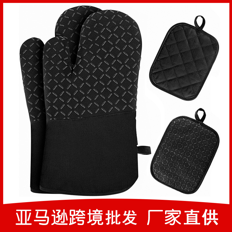 Amazon con CE horno microondas silicona guantes de aislamiento grueso antideslizante cocina de alta temperatura horno de hornear guantes anti-escaldado