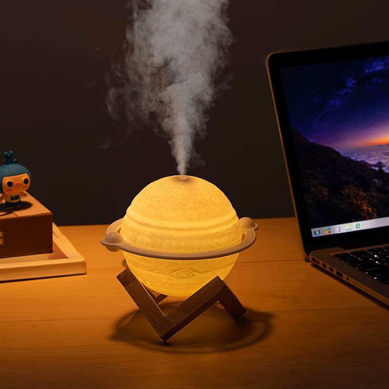 惑星加湿器アルコールスプレー USB 無垢材スタンド付きナイトライト宇宙スター空気浄化加湿器|undefined