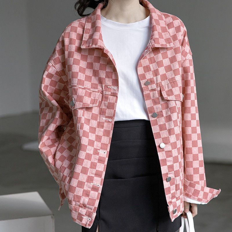 粉色牛仔外套女设计感小众超火春秋薄款年新款宽松夹克潮2025年薪