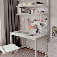 洞洞板书架组装免打孔五金书桌架子组合儿童金属落地简易家用书x^