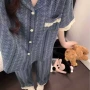 夏季学生宿舍条纹家居服