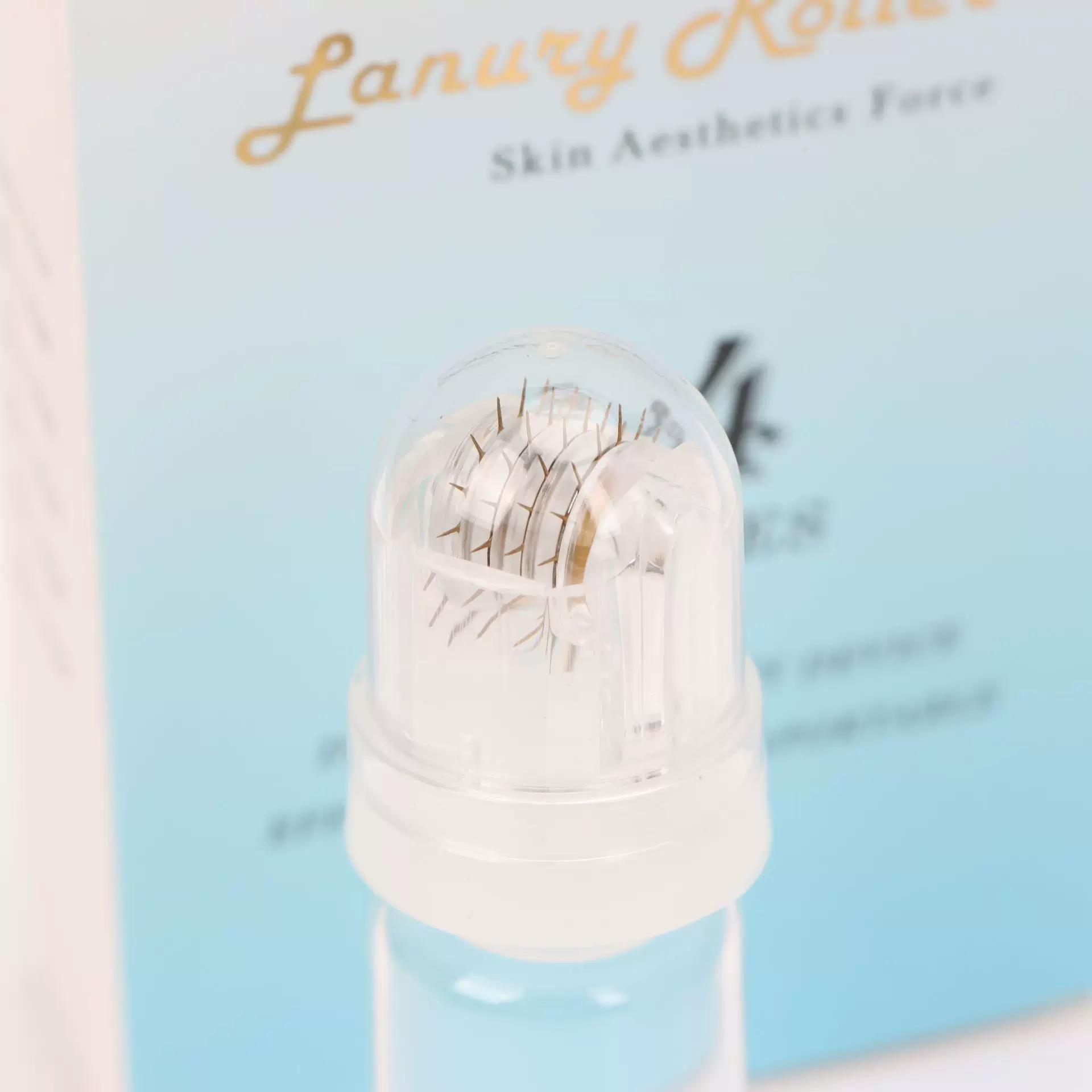 美容黄金滚针 Lanury roller微针滚轮64针 64 针水溶针便携式手动