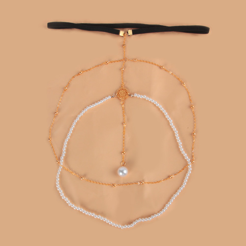 European and American exaggerated simple multi-layered pearl chain leg chain for women ins creative personality long body chain jewelry wholesale