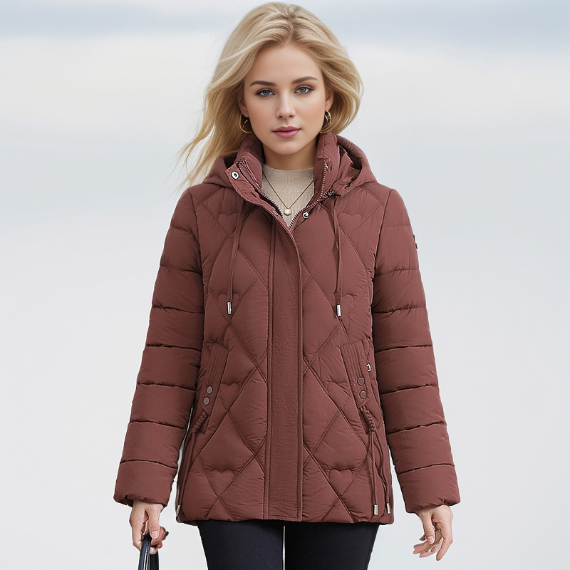 Women's Clothing Large size hooded winter mother's new fashion cotton coat warm middle aged slim short Warm jacket cotton coat_voghion.com