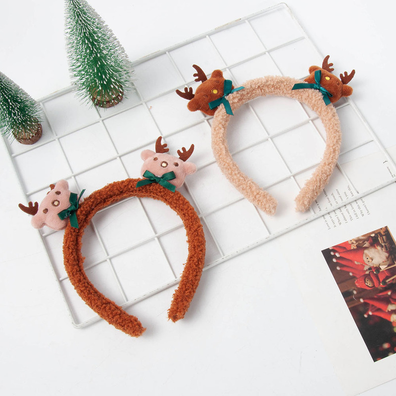 New autumn and winter plush hairband cute Santa Claus headband holiday dress Christmas hairpin headdress wholesale