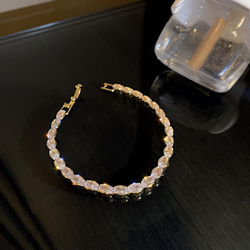 Oro real electrochapado circón Rosa fritillary flor pulsera elegante todo-fósforo pulsera luz lujo de alta calidad pulsera para las mujeres al por mayor