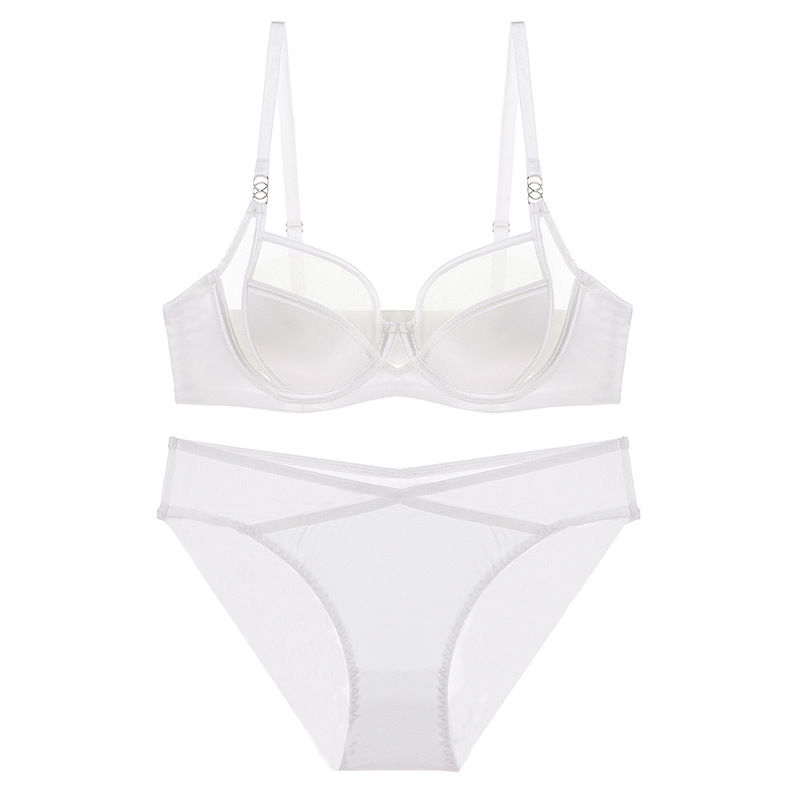 New French lingerie style thin cup, large chest, small collection, soft steel ring, comfortable bra set in red_voghion.com