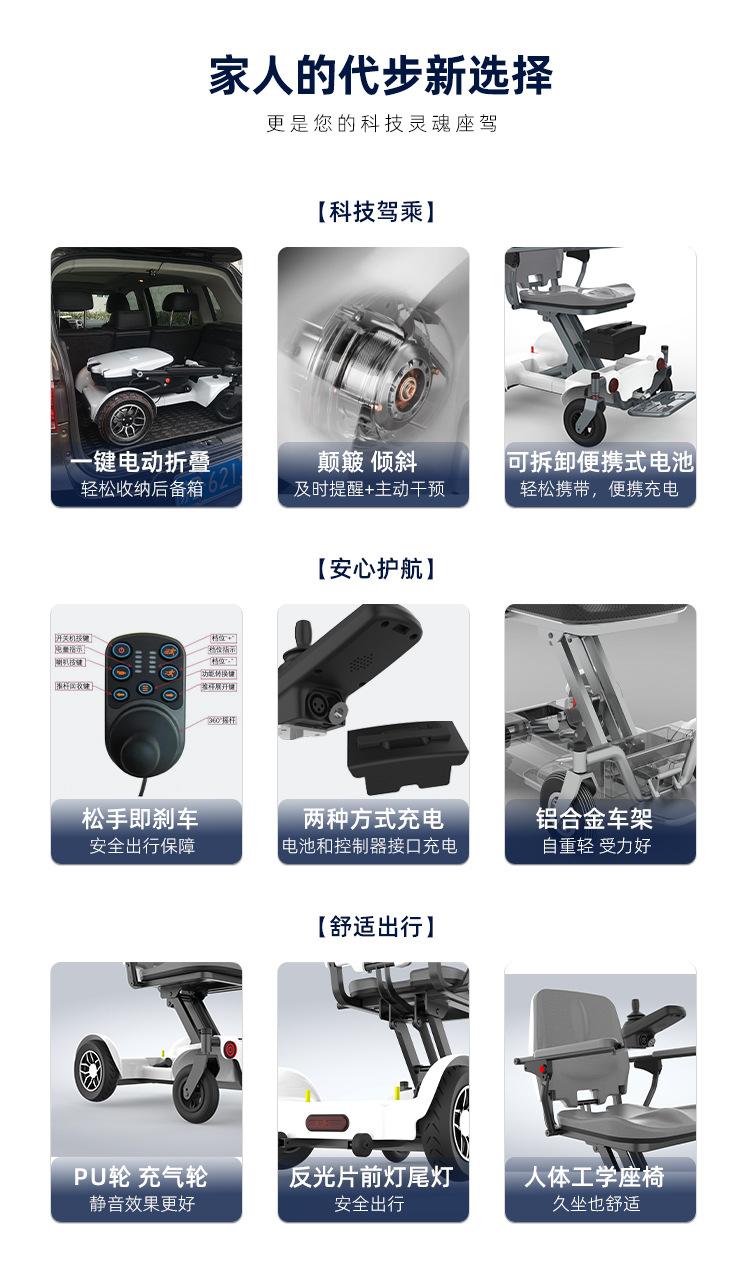 Electric Folding Scooter for the Elderly with Aluminum Alloy Frame, Mobile Phone and Lithium Battery, Direct Sales from Manufacturer, Lightweight Folding Electric Motorcycle