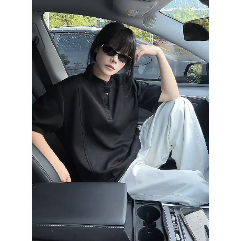 白色牛仔裤套装男款夏季cleanfit薄款微喇直筒裤亨利领正肩短袖|undefined