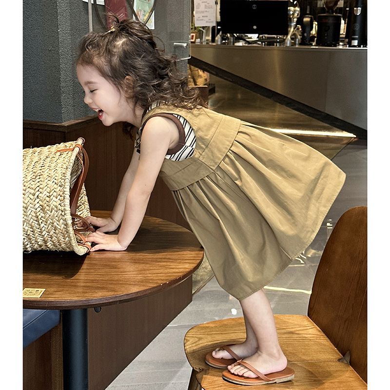 女童夏季韩系背带裙2024新款儿童休闲韩版时髦洋气吊带连衣裙童装