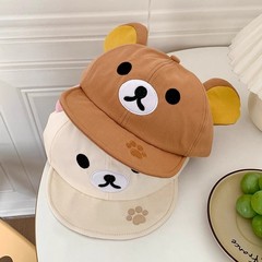 可爱卡通小熊百搭翻檐鸭舌帽子春夏学生出游防晒遮阳显脸小棒球帽