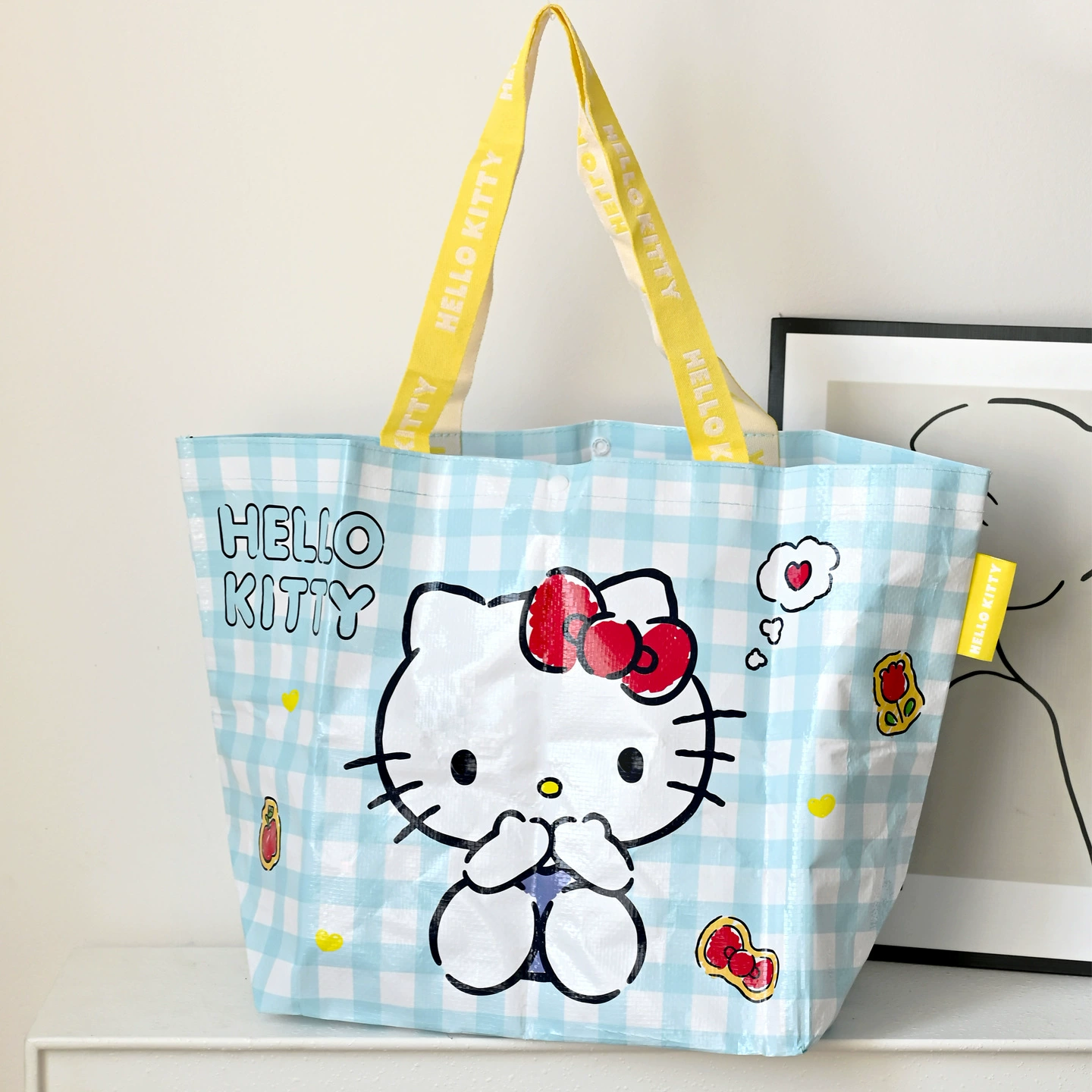 Hello kitty, настоящая ткацкая ручная сумка для покупок, складывающаяся сумка через плечо