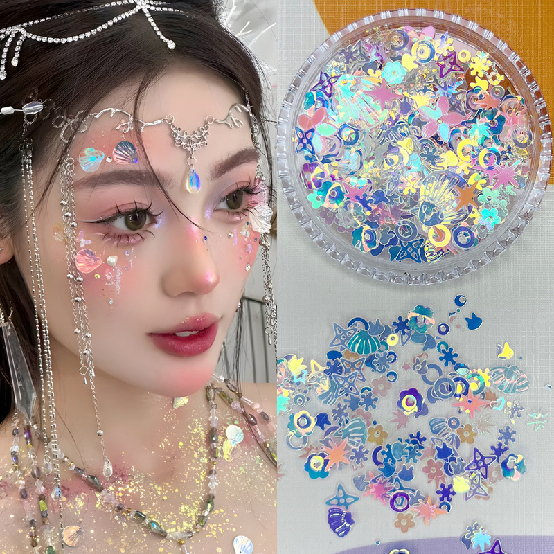 Face Makeup Face Accessories Mermaid Shell Fish Scale Mermaid Princess Eye Makeup Sequin Children's Stage Makeup Photo
